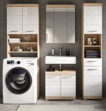Badm�bel Set 4-teilig Mambo in wei� Hochglanz und Sonoma Eiche Badkombination 190 x 191 cm