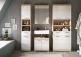 Badm�bel Set 4-teilig Mambo in wei� Hochglanz und Sonoma Eiche Badkombination 186 x 191 cm