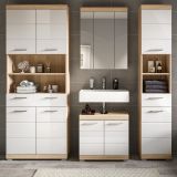 Badm�bel Set 4-teilig Mambo in wei� Hochglanz und Sonoma Eiche Badkombination 186 x 191 cm