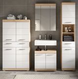 Badm�bel Set 4-teilig Mambo in wei� Hochglanz und Sonoma Eiche Badkombination 186 x 191 cm