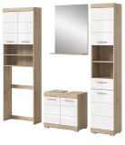 Badm�bel Set 4-teilig Mambo in wei� Hochglanz und Sonoma Eiche Badkombination 190 x 191 cm