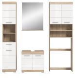 Badm�bel Set 4-teilig Mambo in wei� Hochglanz und Sonoma Eiche Badkombination 190 x 191 cm