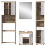 Badm�bel Set 4-teilig Mambo in wei� Hochglanz und Sonoma Eiche Badkombination 190 x 191 cm