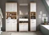 Badm�bel Set 4-teilig Mambo in wei� Hochglanz und Sonoma Eiche Badkombination 186 x 191 cm