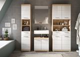 Badm�bel Set 4-teilig Mambo in wei� Hochglanz und Sonoma Eiche Badkombination 186 x 191 cm