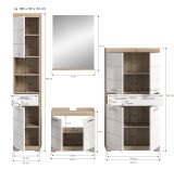 Badm�bel Set 4-teilig Mambo in wei� Hochglanz und Sonoma Eiche Badkombination 186 x 191 cm