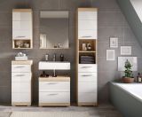 Badm�bel Set 5-teilig Mambo in wei� Hochglanz und Sonoma Eiche Badkombination 164 x 191 cm
