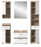 Badm�bel Set 5-teilig Mambo in wei� Hochglanz und Sonoma Eiche Badkombination 164 x 191 cm