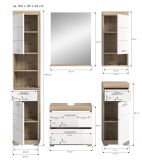 Badm�bel Set 5-teilig Mambo in wei� Hochglanz und Sonoma Eiche Badkombination 164 x 191 cm