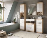Badm�bel Set 3-teilig Mambo in wei� Hochglanz und Sonoma Eiche Badkombination 112 x 191 cm