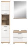Badm�bel Set 3-teilig Mambo in wei� Hochglanz und Sonoma Eiche Badkombination 112 x 191 cm