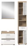 Badm�bel Set 3-teilig Mambo in wei� Hochglanz und Sonoma Eiche Badkombination 112 x 191 cm