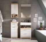 Badm�bel Set 4-teilig Mambo in wei� Hochglanz und Sonoma Eiche Badkombination 112 x 191 cm