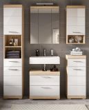 Badm�bel Set 5-teilig Mambo in wei� Hochglanz und Sonoma Eiche Badkombination 164 x 191 cm