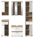 Badm�bel Set 5-teilig Mambo in wei� Hochglanz und Sonoma Eiche Badkombination 164 x 191 cm