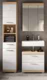 Badm�bel Set 3-teilig Mambo in wei� Hochglanz und Sonoma Eiche Badkombination 112 x 191 cm