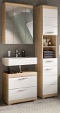Badm�bel Set 3-teilig Mambo in wei� Hochglanz und Sonoma Eiche Badkombination 112 x 191 cm