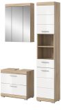 Badm�bel Set 3-teilig Mambo in wei� Hochglanz und Sonoma Eiche Badkombination 112 x 191 cm