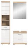 Badm�bel Set 3-teilig Mambo in wei� Hochglanz und Sonoma Eiche Badkombination 112 x 191 cm