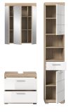 Badm�bel Set 3-teilig Mambo in wei� Hochglanz und Sonoma Eiche Badkombination 112 x 191 cm