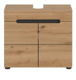 Waschbeckenunterschrank Cooper in Artisan Eiche und grau Badschrank 63 cm, Soft-Close