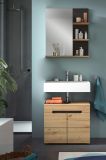 Badezimmer Spiegel Cooper in Artisan Eiche und grau Badspiegel mit Ablage 63 x 73 cm