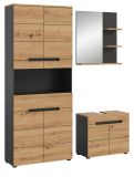 Badm�bel Set 3-teilig Cooper in Artisan Eiche und grau Badkombination 154 x 193 cm, Soft-Close