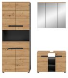 Badm�bel Set 3-teilig Cooper in Artisan Eiche und grau Badkombination 171 x 193 cm, Soft-Close