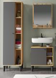 Badm�bel Set 3-teilig Torsby in grau und Evoke Eiche Badkombination 121 x 190 cm