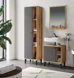 Badm�bel Set 3-teilig Torsby in grau und Evoke Eiche Badkombination 121 x 190 cm