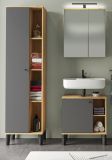 Badm�bel Set 3-teilig Torsby in grau und Evoke Eiche Badkombination 121 x 190 cm
