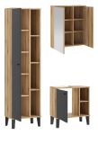 Badm�bel Set 3-teilig Torsby in grau und Evoke Eiche Badkombination 121 x 190 cm
