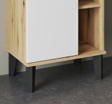 Badezimmer Midischrank Torsby in wei� und Evoke Eiche Badm�bel Kommode 51 x 128 cm