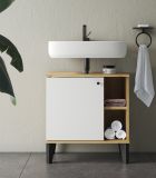 Waschbeckenunterschrank Torsby in wei� und Evoke Eiche Badezimmer Unterschrank 60 cm