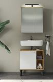 Badm�bel Set 2-teilig Torsby in wei� und Evoke Eiche Badkombination 60 cm