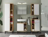 Badm�bel Set 2-teilig Torsby in wei� und Evoke Eiche Badkombination 60 cm
