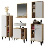 Badm�bel Set 5-teilig Torsby in wei� und Evoke Eiche Badkombination 182 x 190 cm