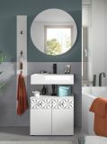 Badezimmer Spiegelschrank Relief in wei� Badschrank rund, Soft-Close