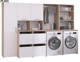 Waschmaschinenschrank Laundry in wei� und Jackson Eiche Set 4-teilig 268 x 184 cm