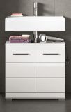 Waschbeckenunterschrank Shawn in wei� Hochglanz Badezimmer Unterschrank 60 cm