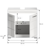 Waschbeckenunterschrank Shawn in wei� Hochglanz Badezimmer Unterschrank 60 cm