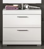 Waschbeckenunterschrank Shawn in wei� Hochglanz Badezimmer Unterschrank mit Schubladen 60 cm