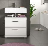 Waschbeckenunterschrank Shawn in wei� Hochglanz Badezimmer Unterschrank mit Schubladen 60 cm