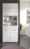 Badezimmer Hochschrank Shawn in wei� Hochglanz Badschrank 74 x 191 cm