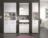 Badezimmer Hochschrank Shawn in wei� Hochglanz Badschrank 74 x 191 cm