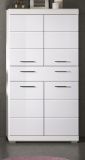 Badezimmer Midischrank Shawn in wei� Hochglanz Badschrank 74 x 141 cm