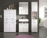 Badezimmer Midischrank Shawn in wei� Hochglanz Badschrank 74 x 141 cm