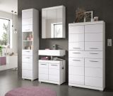 Badezimmer Midischrank Shawn in wei� Hochglanz Badschrank 74 x 141 cm