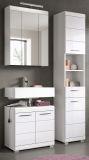 Badm�bel Set 3-teilig Shawn in wei� Hochglanz Badkombination 112 x 191 cm