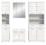 Badm�bel Set 4-teilig Shawn in wei� Hochglanz Badkombination 200 x 191 cm